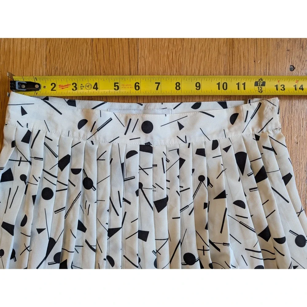 Vtg 80s Chaus Geometric Confetti Accordion Pleated Midi Skirt Retro Career Funky